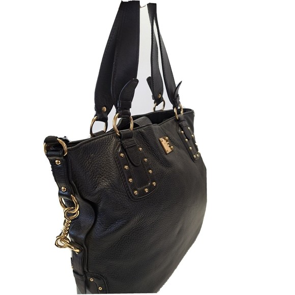 MICHAEL KORS Large Black Leather Studded Buckle Handbag/Shoulder Strap Tote Chic - Picture 3 of 14